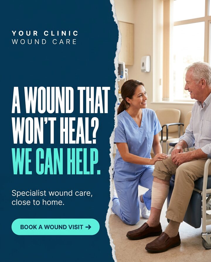 Concept Wound care ad for a sample clinic